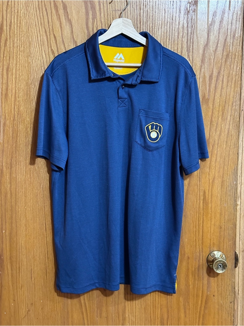 Majestic MLB Milwuakee Brewers Men's Navy Polo sz‎ xl